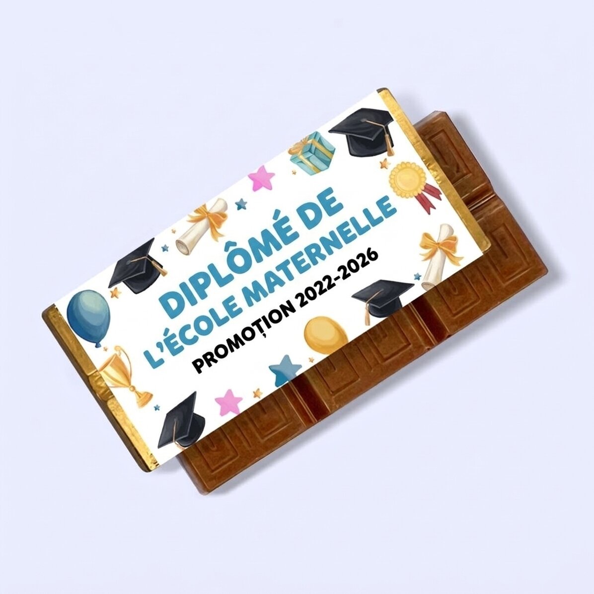 Mini-tablette de chocolat personnalisée pour enfants avec message - Diplômé de la maternelle
