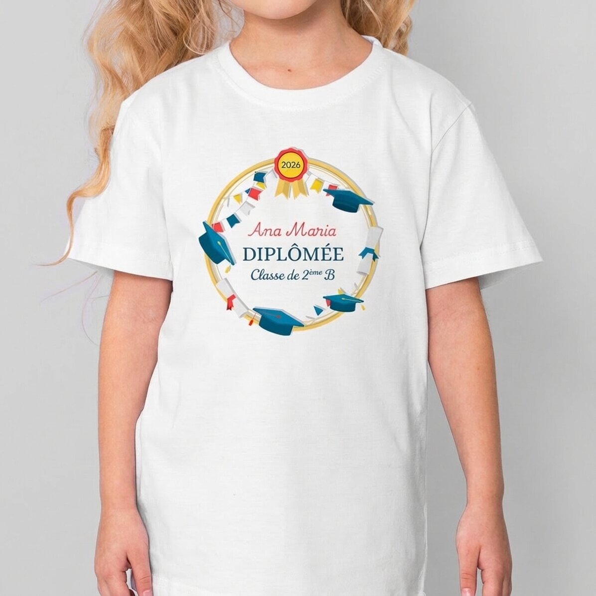 T-shirt en coton pour enfants personnalisé avec un message - Remise des diplômes