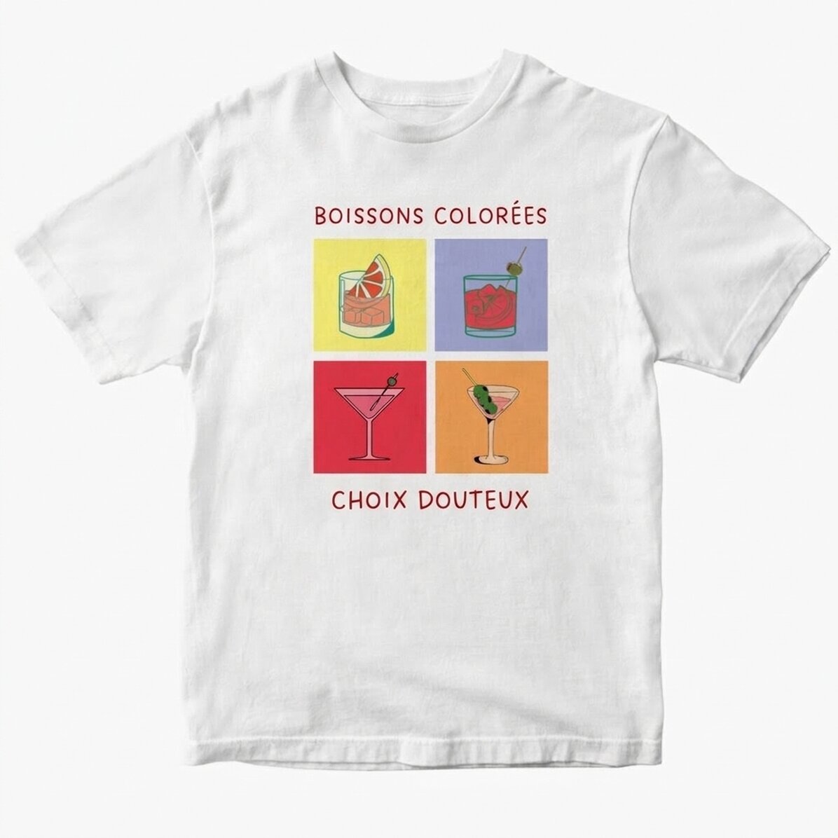 T-shirt en coton personnalisé avec un texte - Drinks