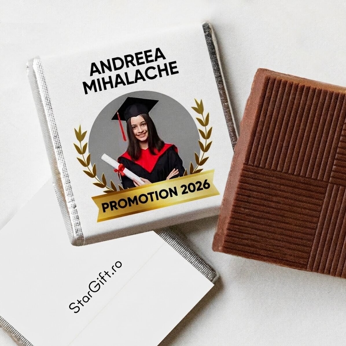 Mini-chocolat personnalisé avec un texte, une photo ou un logo - Remise des diplômes