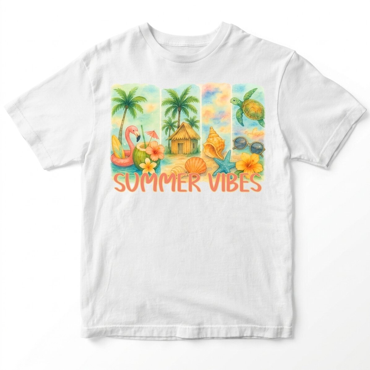 T-shirt en coton personnalisé avec un texte - Summer vibes