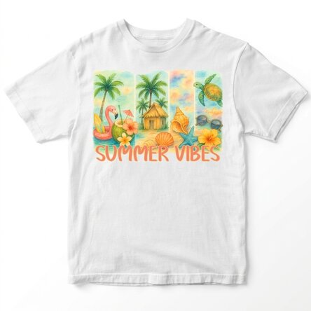 T-shirt en coton personnalisé avec un texte - Summer vibes