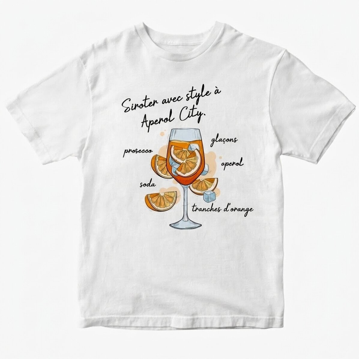 T-shirt en coton personnalisé avec un texte - Aperol