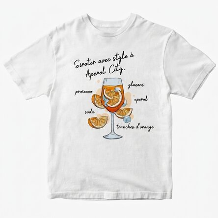 T-shirt en coton personnalisé avec un texte - Aperol