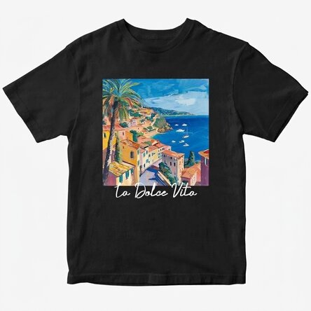Custom cotton T-shirt with text - La Dolce Vita