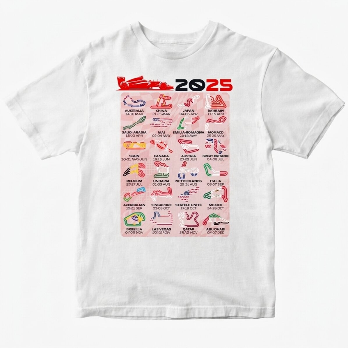 T-shirt en coton personnalisé avec un texte - Formule 1 2025