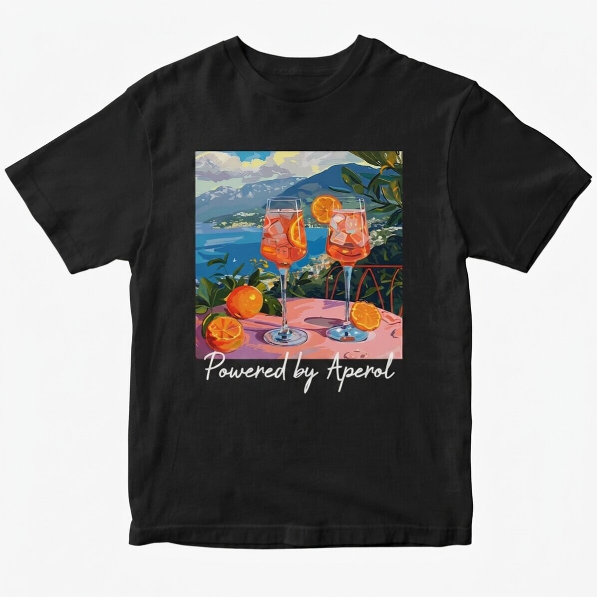 T-shirt en coton personnalisé avec un texte - Fueled by Aperol