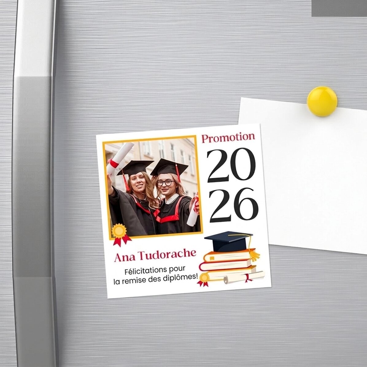 Aimant 10 x 10 personnalisé avec photo et message - Remise des diplômes