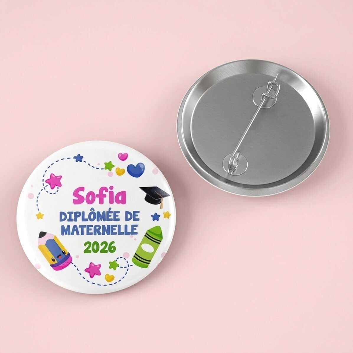 Insigne personnalisé avec inscription pour la remise des diplômes - Diplômé de maternelle
