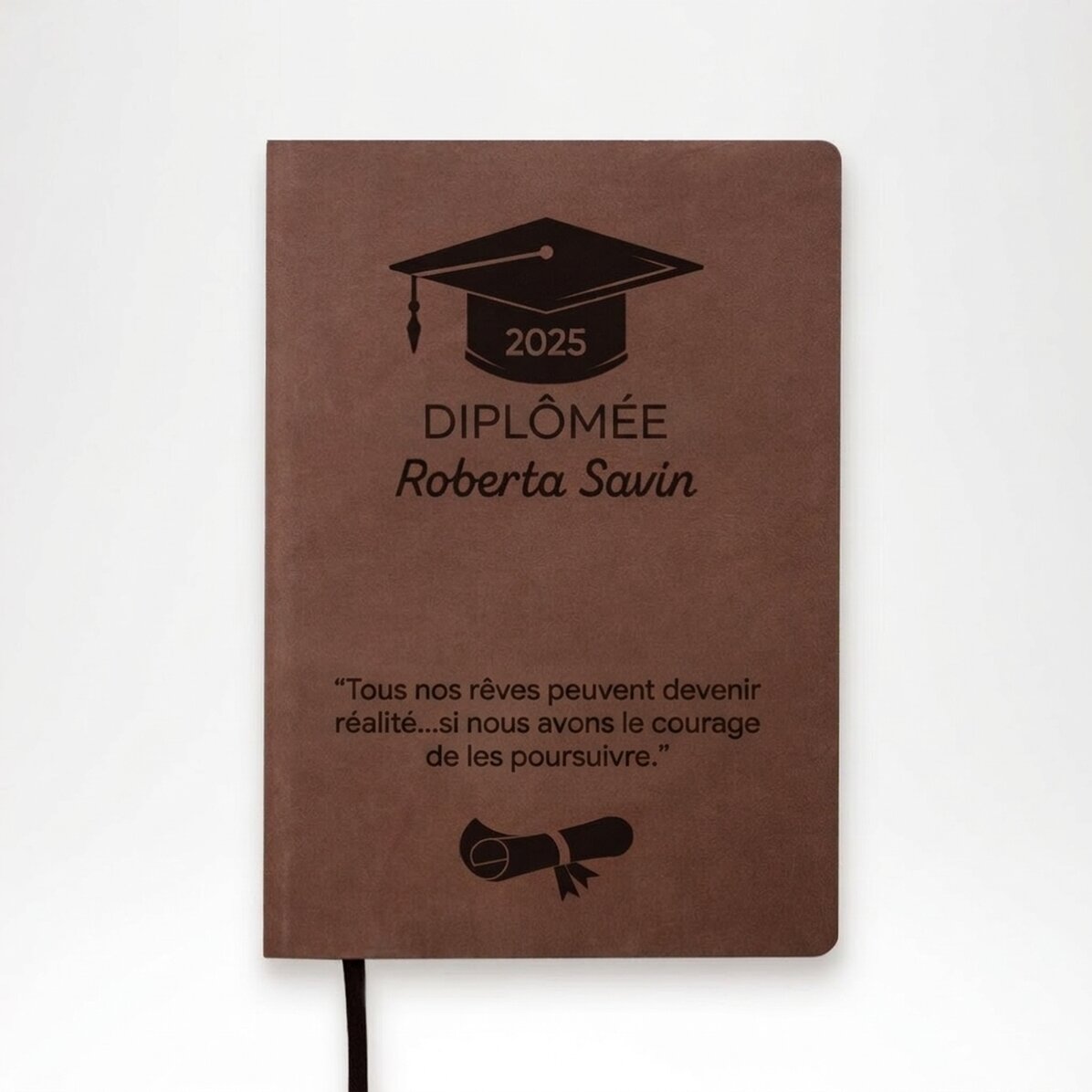 Agenda en cuir personnalisé avec inscription - Diplômé