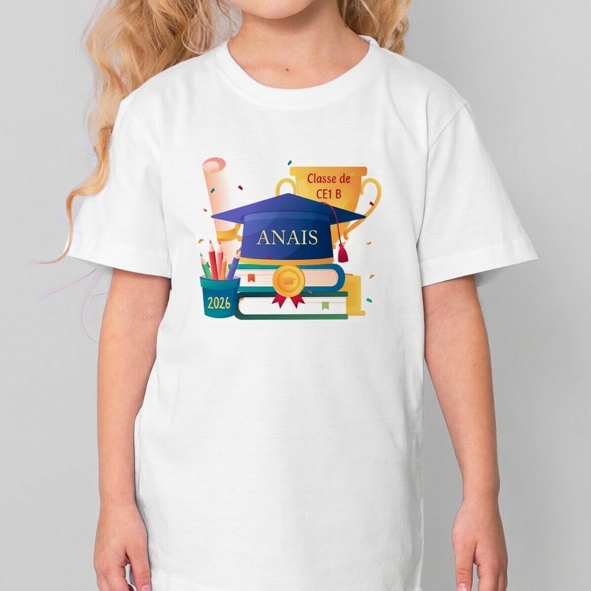 T-shirt en coton pour enfants personnalisé avec un texte - Absolventa