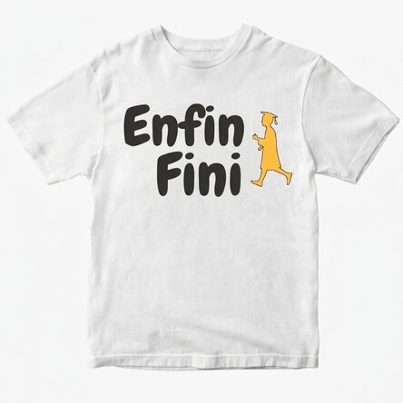 T-shirt en coton personnalisé avec le texte « Finally done »