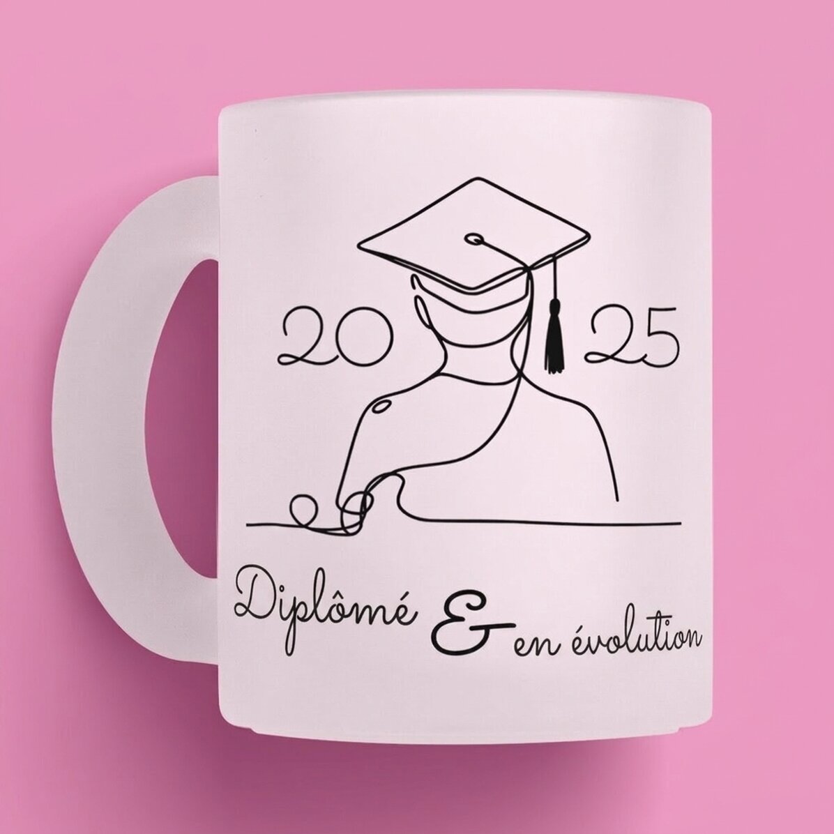 Tasse personnalisée avec un prénom et un texte - Line art Graduation