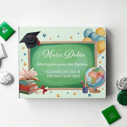 Boîte de bonbons personnalisée avec un message - Les petits diplômés