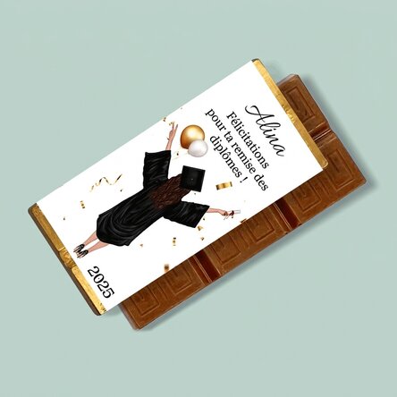 Mini-tablette de chocolat personnalisée avec un message pour les diplômés