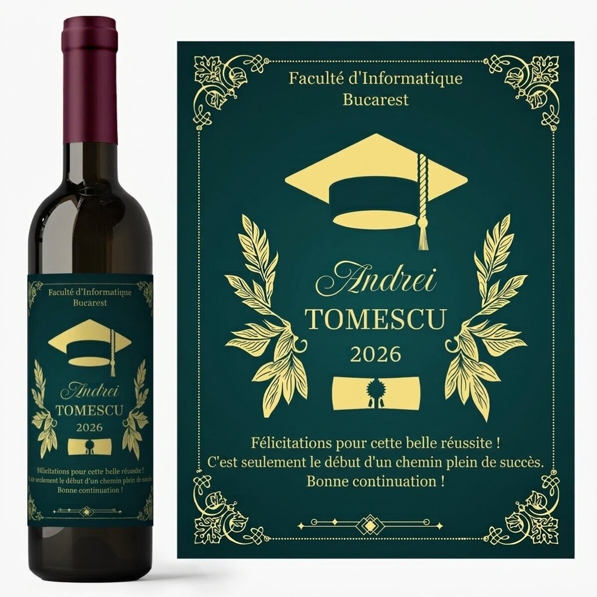 Vin personnalisé avec message - Diplômé