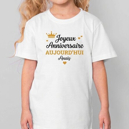 T-shirt en coton pour enfants personnalisé avec un message - Anniversaire