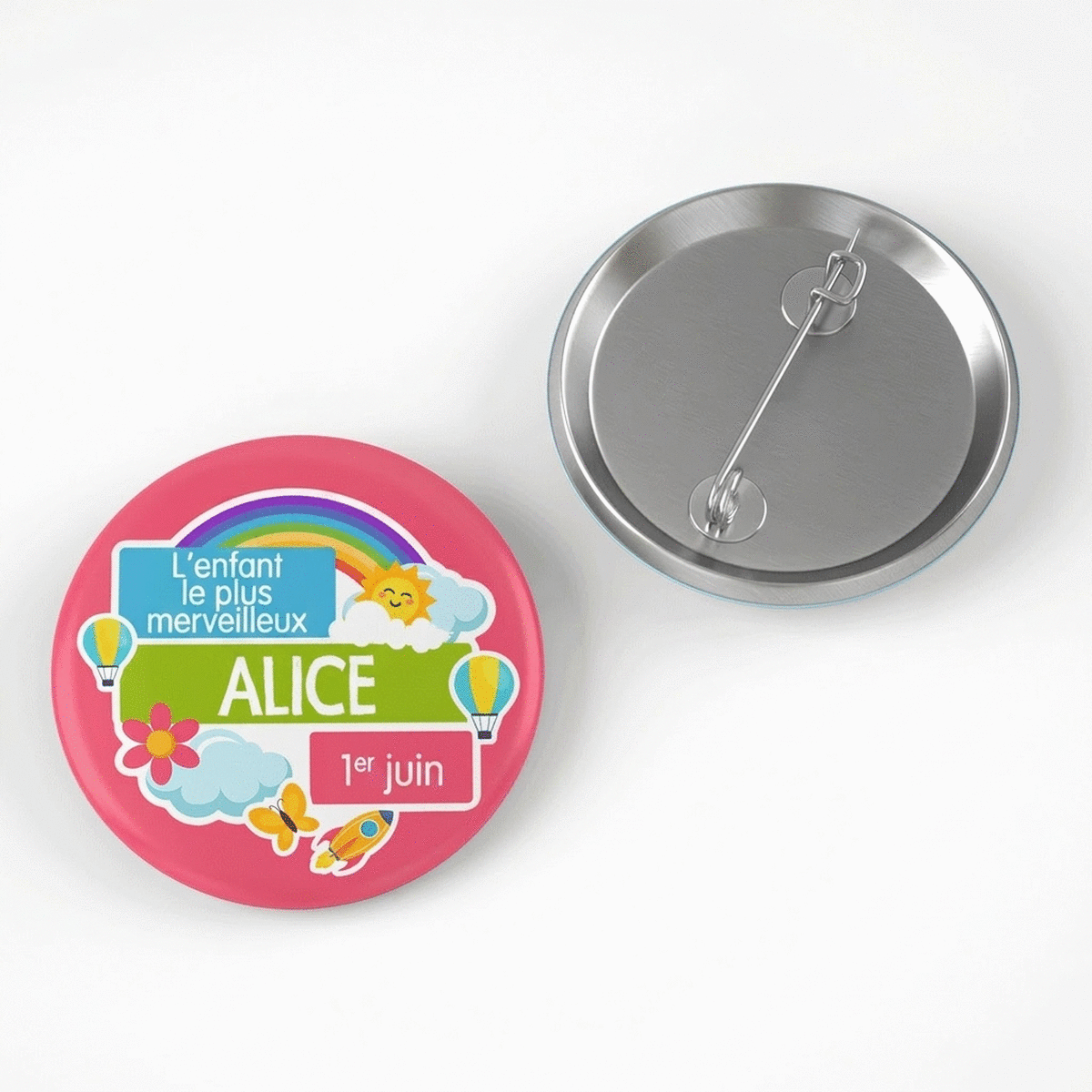 Badge personnalisé avec un message pour les enfants - 1er juin