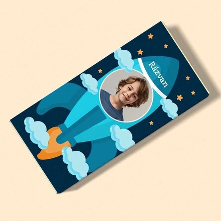 Chocolat personnalisé avec texte et photo - Astronaute