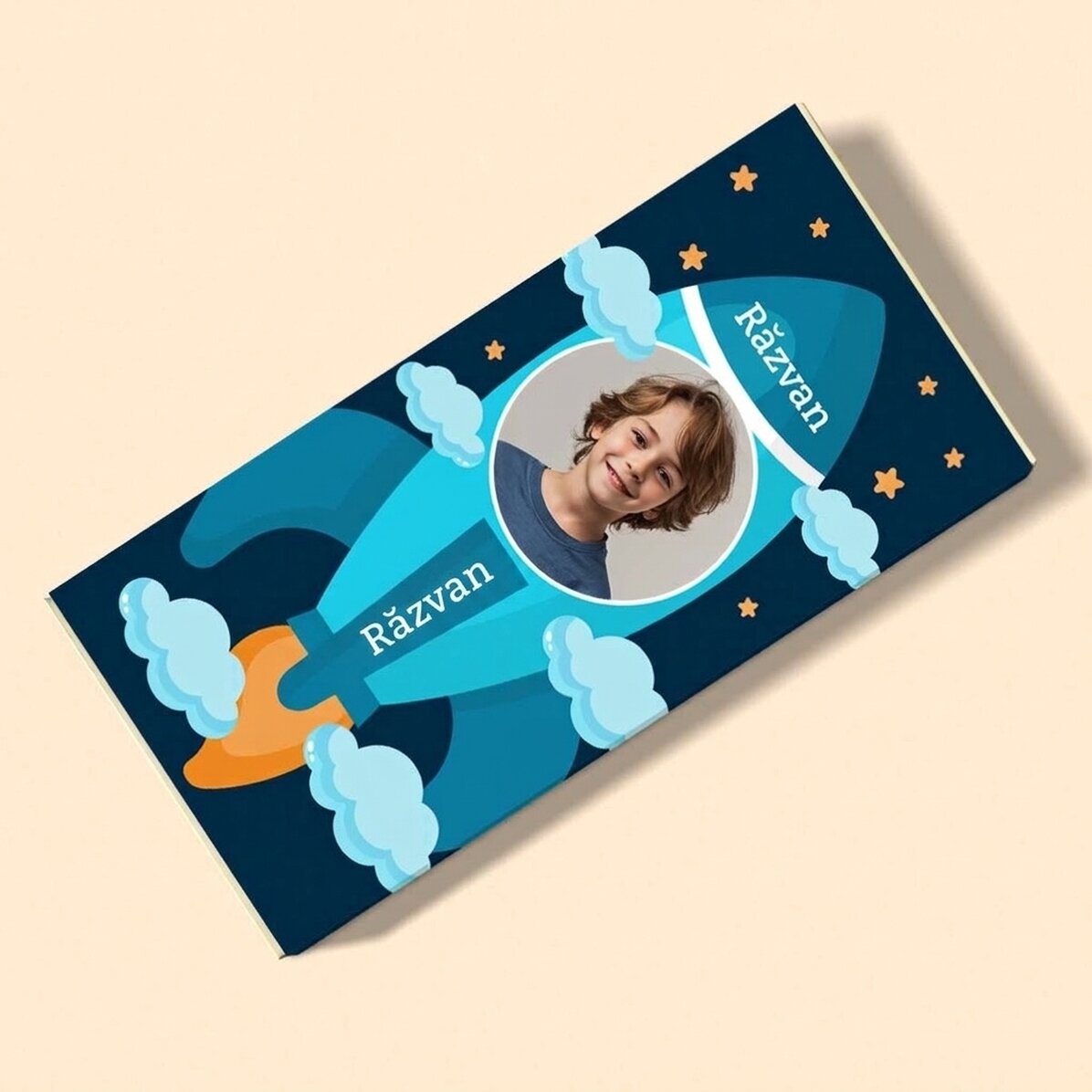 Chocolat personnalisé avec texte et photo - Astronaute