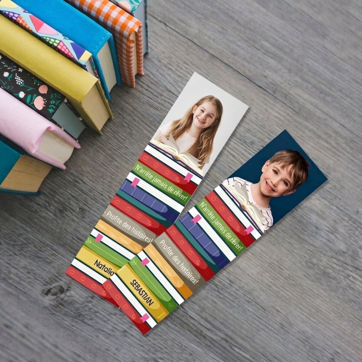 Marque-page personnalisé avec photo et texte - Amoureux des livres