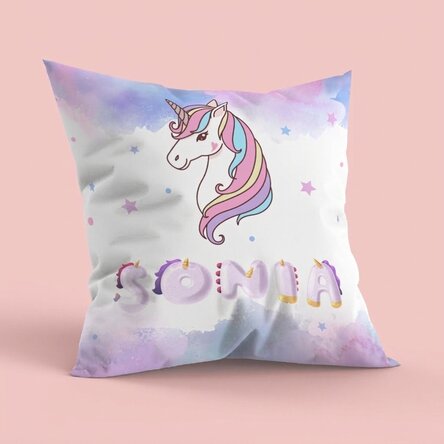 Oreiller personnalisé avec prénom - Licorne