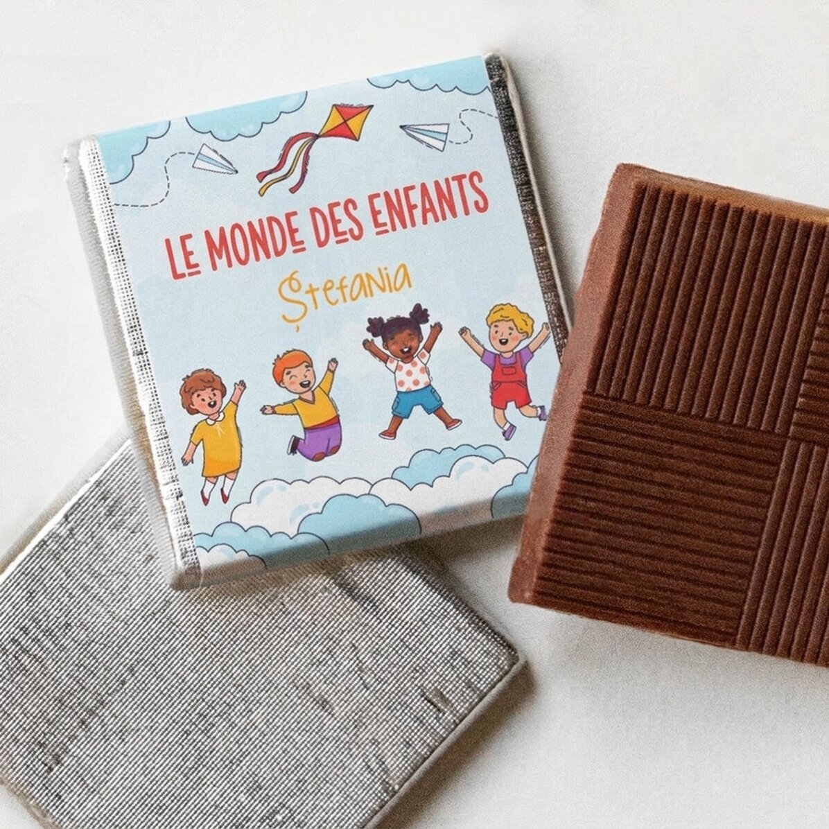 Mini-chocolat personnalisé avec un message - Le monde des enfants