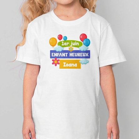 T-shirt en coton pour enfants personnalisé avec un message - Journée de l'Enfant