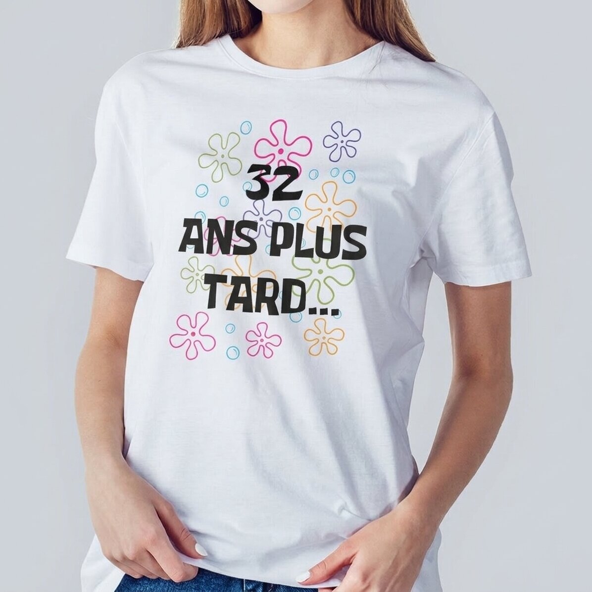 T-shirt en coton personnalisé avec un texte - Bikini Bottom Birthday