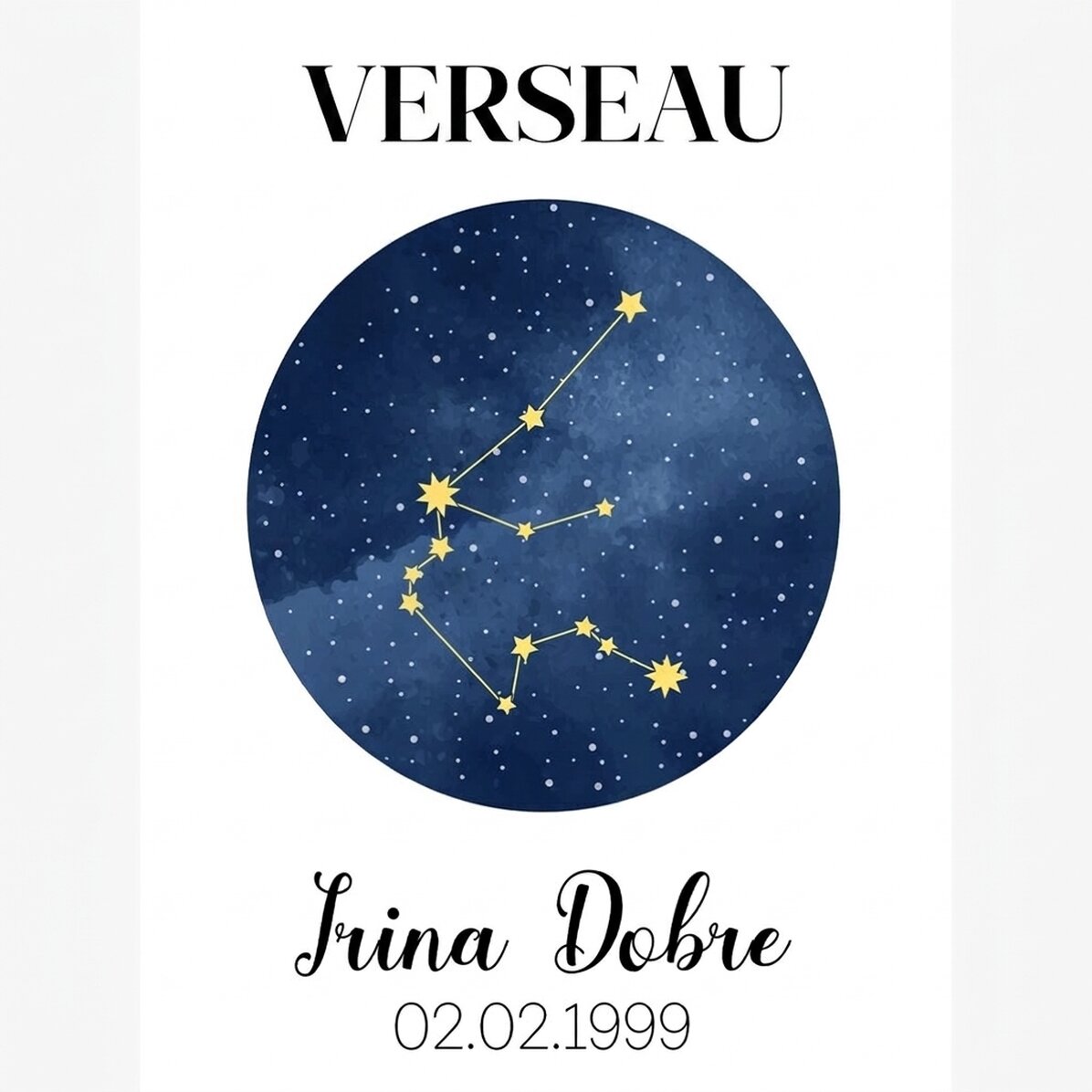 Affiche personnalisée avec texte - La constellation du signe du Verseau