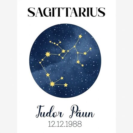 Personalised poster with text - Sagittarius zodiac constellation