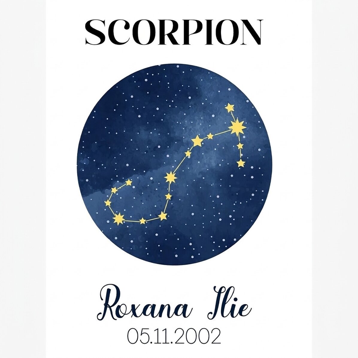 Affiche personnalisée avec texte - La constellation du Scorpion