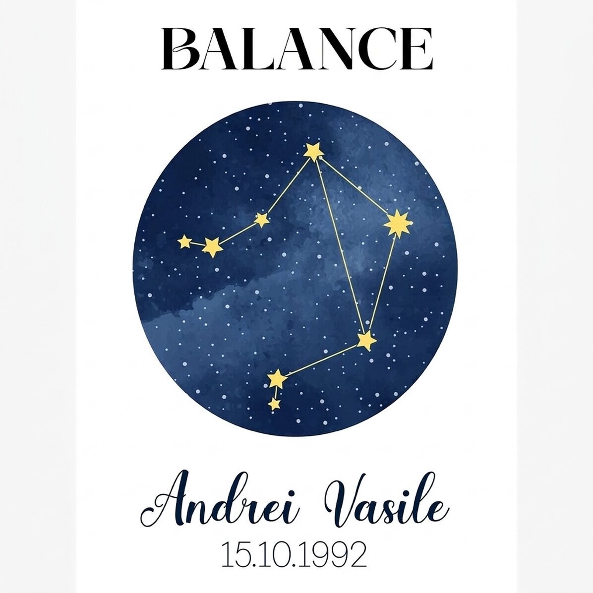 Affiche personnalisée avec texte - La constellation du signe du zodiaque de la Balance