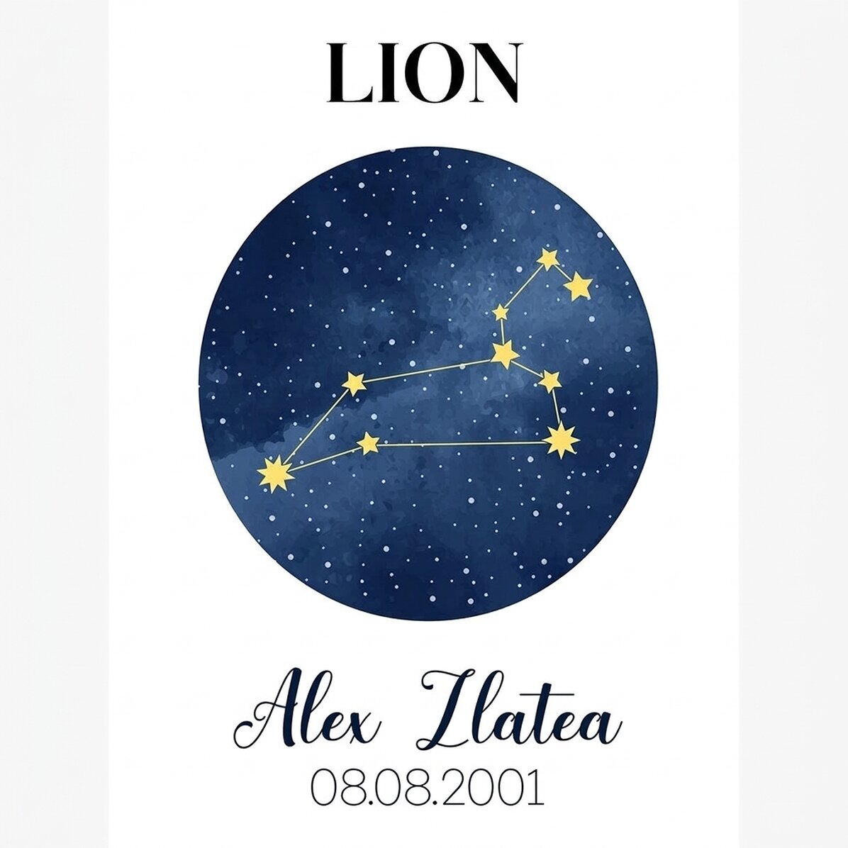 Affiche personnalisée avec texte - La constellation du Lion