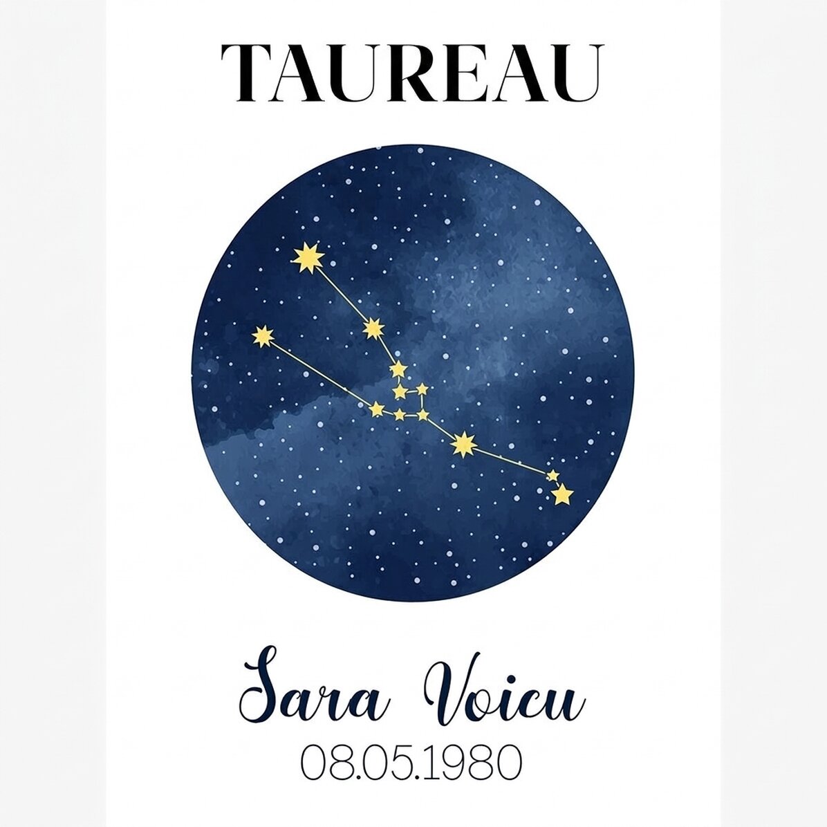 Affiche personnalisée avec texte - La constellation du Taureau