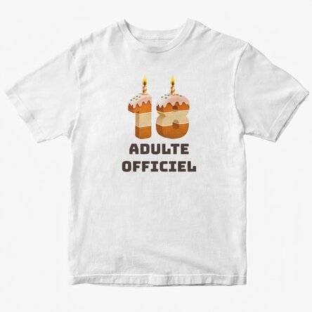 T-shirt en coton personnalisé avec un texte - 18 Cake