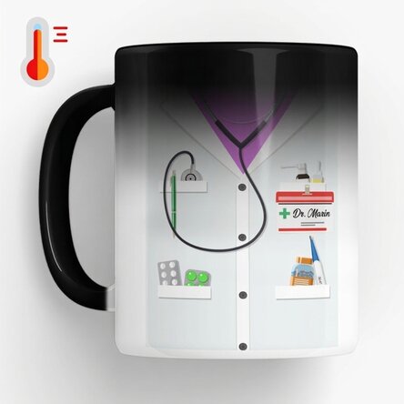 Tasse thermosensible personnalisée avec texte - Pour les médecins