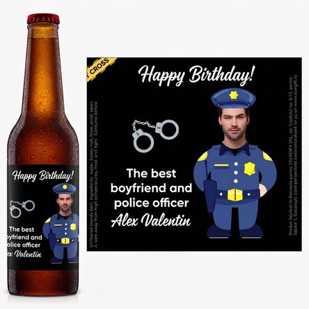 Bière personnalisée avec photo et message - Policier
