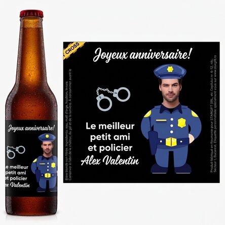 Bière personnalisée avec photo et message - Policier