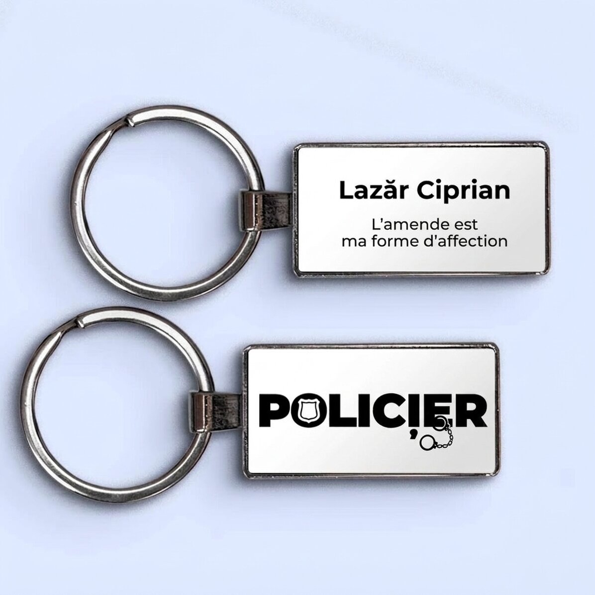 Porte-clés personnalisé avec nom et texte - Policier