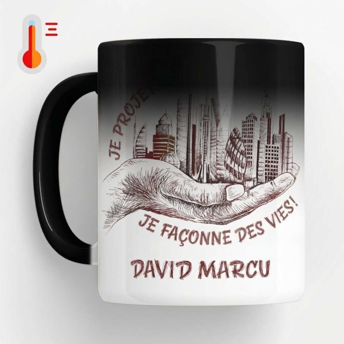 Tasse thermosensible personnalisée avec texte - Architecte