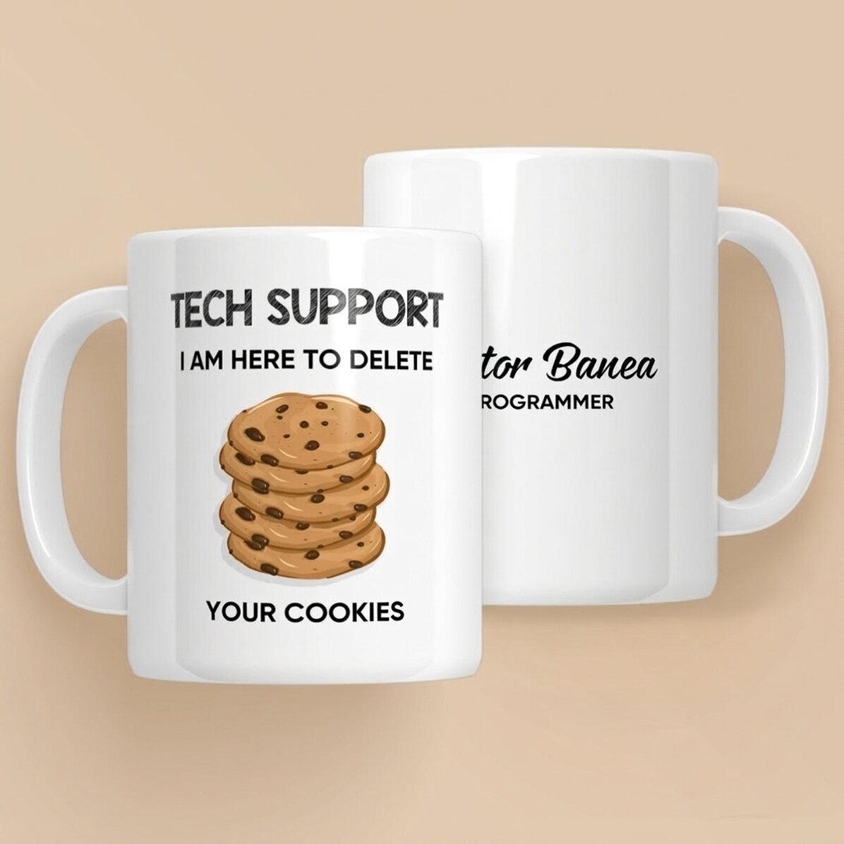Tasse personnalisée avec texte - Cookies (programmeur)