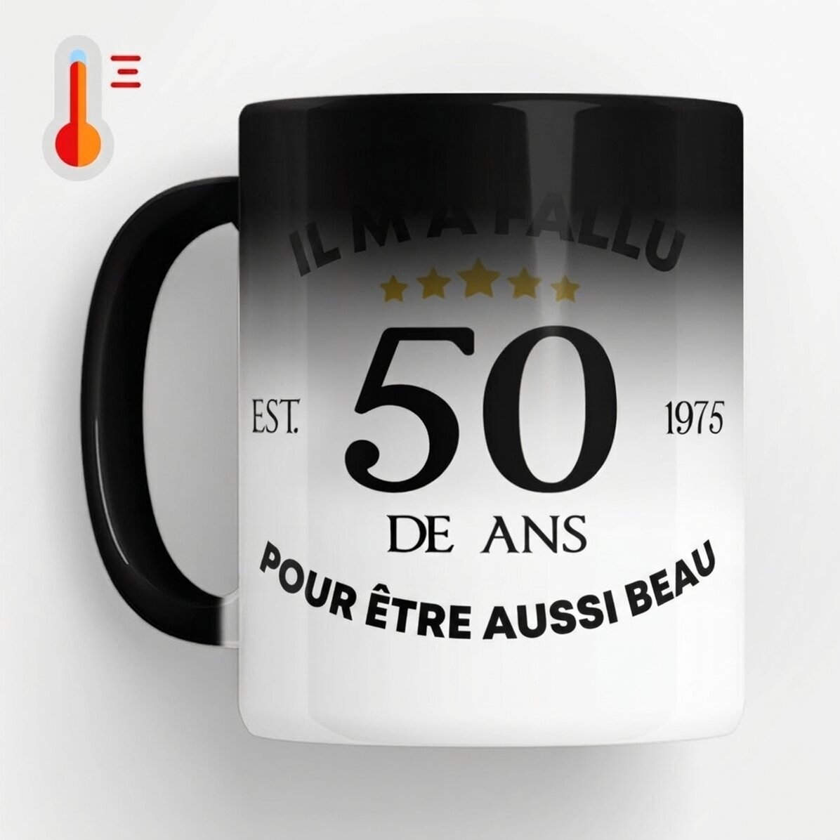 Tasse thermosensible personnalisée avec un texte - « J