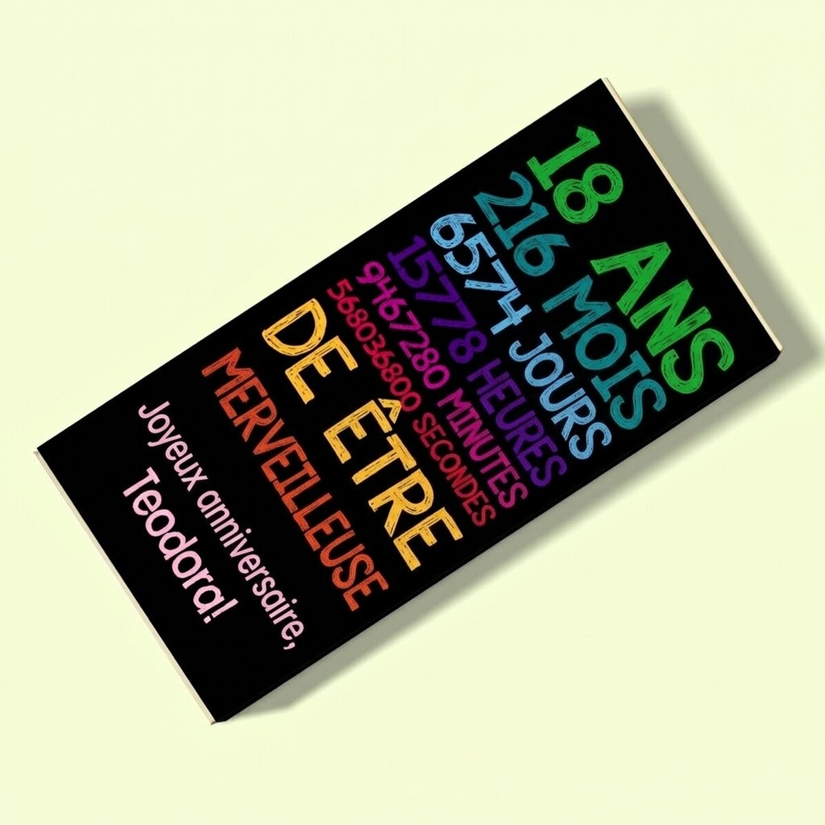 Chocolat personnalisé avec un message - Anniversaire