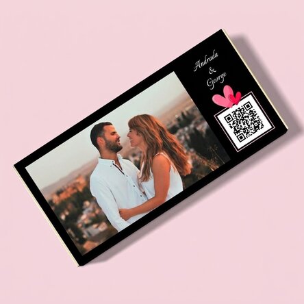 Chocolat personnalisé avec une photo, un texte et un code QR - Love
