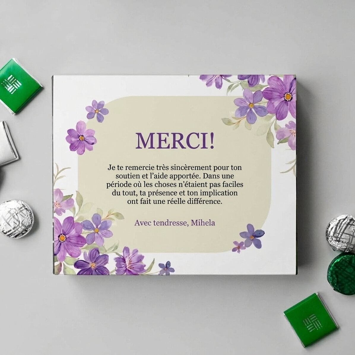 Boîte de bonbons personnalisée avec un message - Merci !