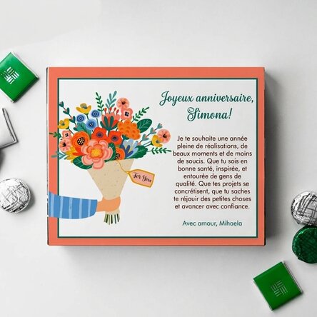 Boîte de bonbons personnalisée avec un message - Fleurs