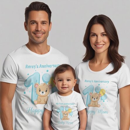 T-shirt en coton personnalisé pour enfants/adultes - Premier anniversaire