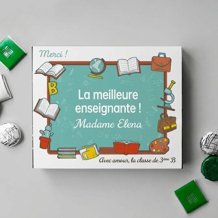 Boîte de bonbons personnalisée avec un message de remerciement pour les professeurs
