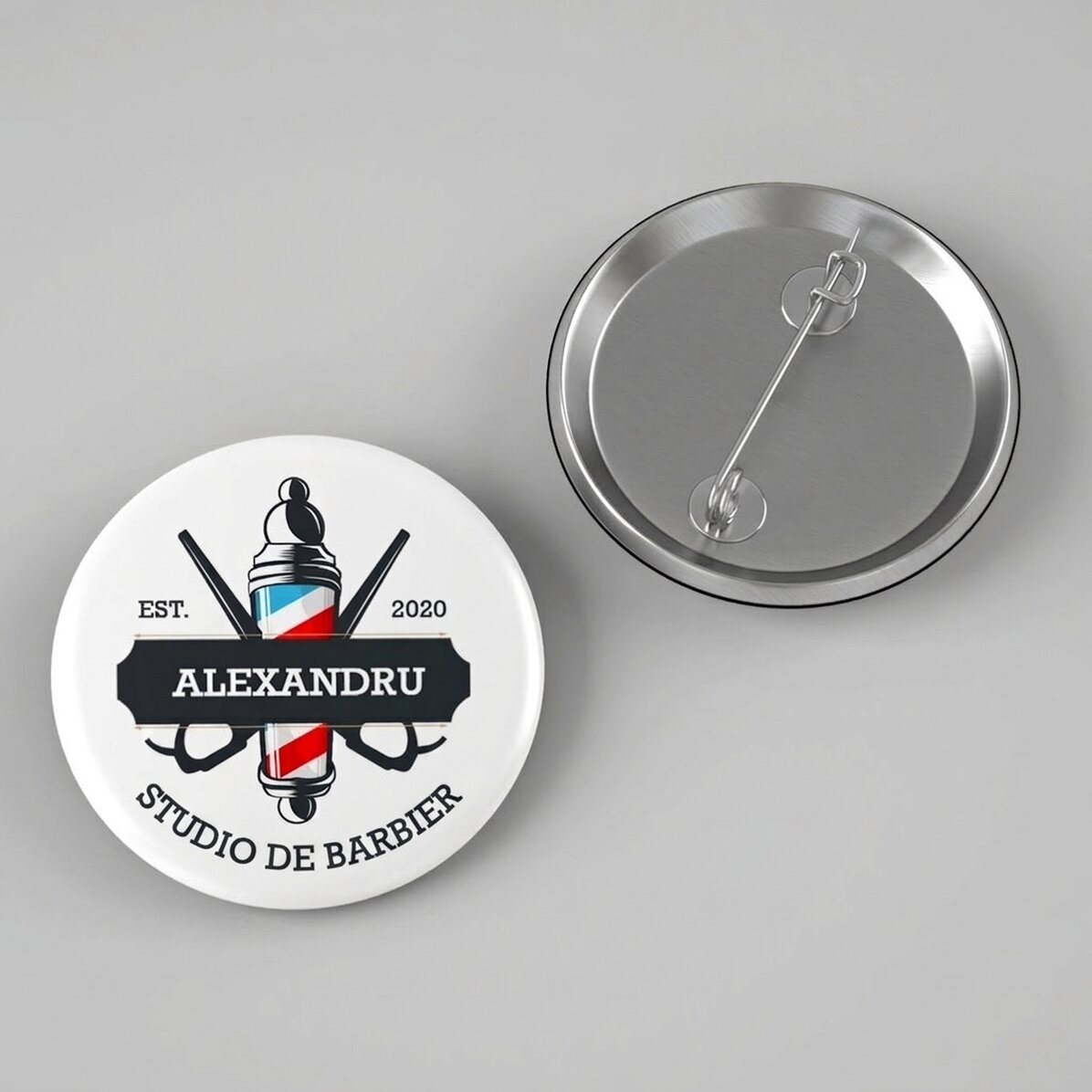 Badge personnalisé avec message - Coiffeur